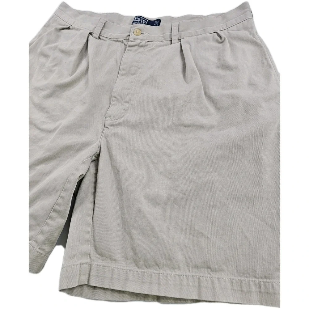 Vintage Polo By Ralph Lauren Tyler Cotton Ivory Shorts Men's 36 Pleated Front